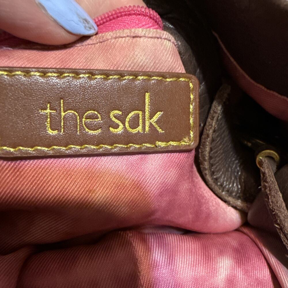 The Sak Collective Ojai Tobacco Dark Brown Leather Hobo Bucket Shoulder Purse - Picture 10 of 10